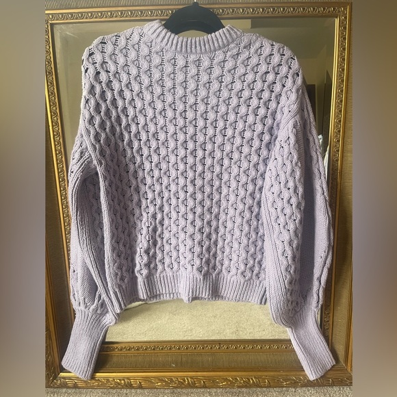 A.L.C Serena Blouson-Sleeve Cable-Knit Lavender Sweater Size M - Picture 5 of 11